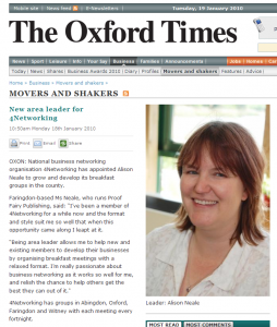 New area leader for 4Networking (From The Oxford Times)