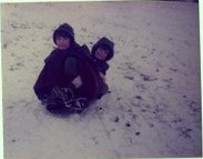 My brother and me sledging on Harrow Hill